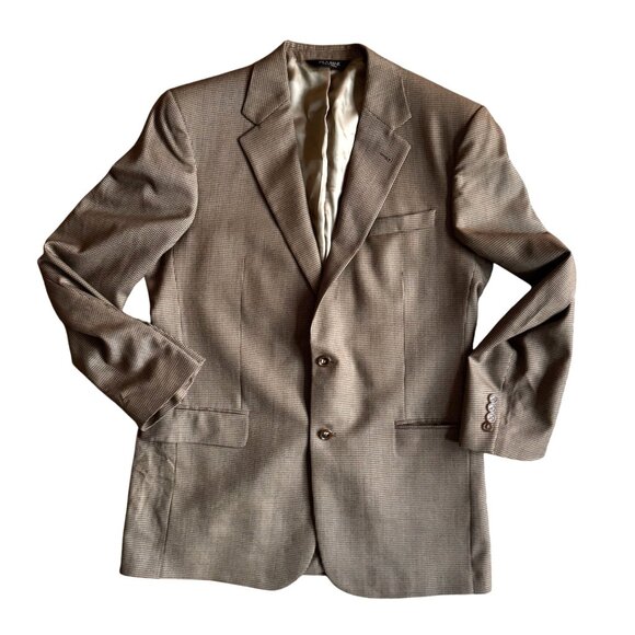 JOS A Bank Mens Blazer 42L Wool 2 Button Houndstooth Classic Preppy Academia - Picture 1 of 6